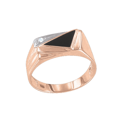 Herrenring aus Rotgold 585 mit Onyx