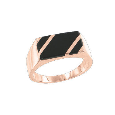 Herrenring aus Rotgold 585 mit Onyx