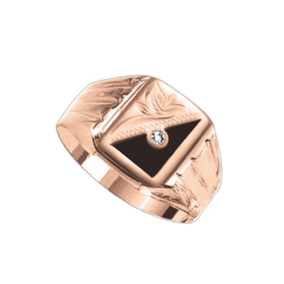 Herrenring aus Rotgold 585 mit Onyx und Zirkonia