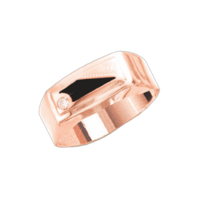 Herrenring aus Rotgold 585 mit Onyx und Zirkonia
