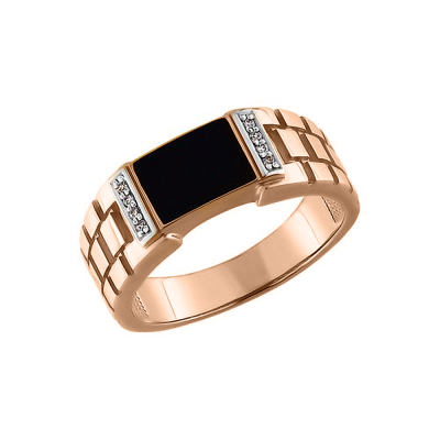 Herrenring aus Rotgold 585 mit Emaille und Zirkonia