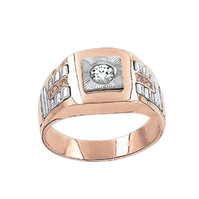 Herrenring aus Rotgold 585 mit Zirkonia