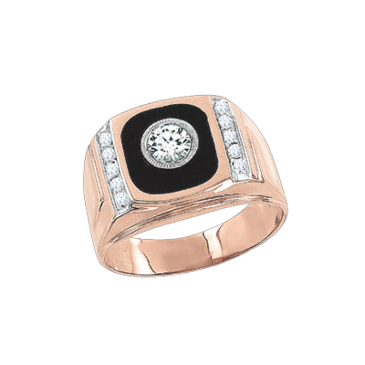 Herrenring aus Rotgold 585 mit Zirkonia