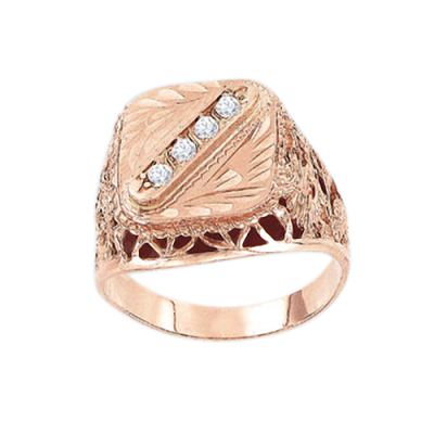Herrenring aus Rotgold 585 mit Zirkonia