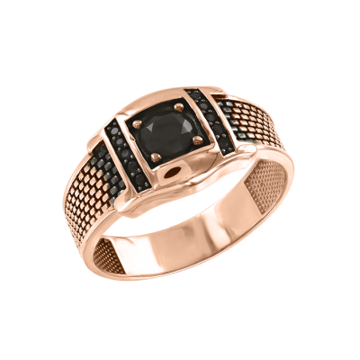Herrenring aus Rotgold 585 mit Zirkonia