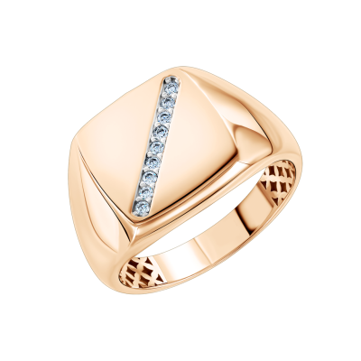 Herrenring aus Rotgold 585 mit Zirkonia