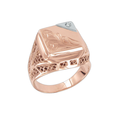 Herrenring aus Rotgold 585 mit Zirkonia
