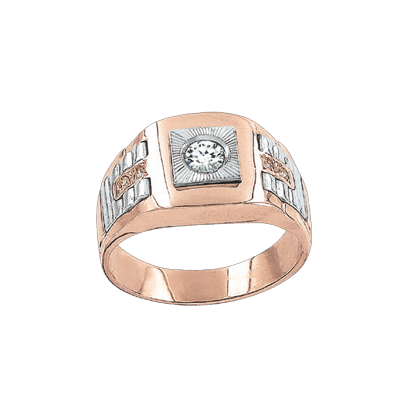 Herrenring aus Rotgold 585 mit Zirkonia