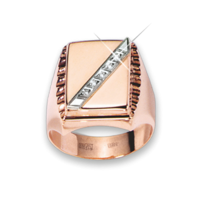 Herrenring aus Rotgold 585 mit Zirkonia