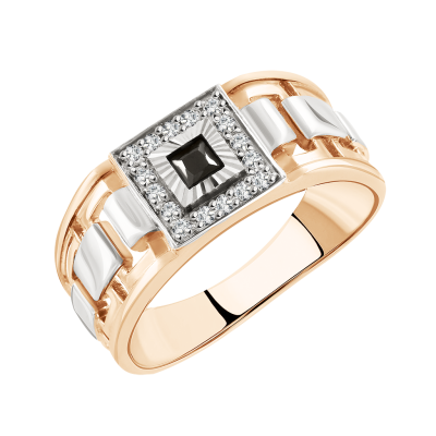 Herrenring aus Rotgold 585 mit Zirkonia