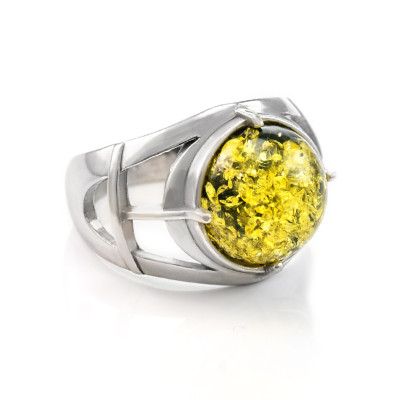 Herrenring aus Silber 925 mit Bernstein