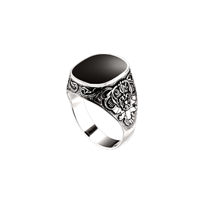 Herrenring aus Silber 925 mit Onyx