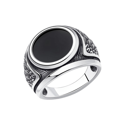 Herrenring aus Silber 925 mit Onyx