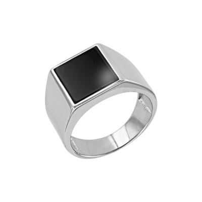 Herrenring aus Silber 925 mit Onyx