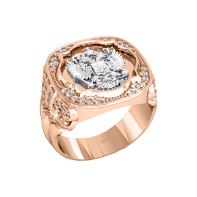 Herrenring aus Rot/ Weißgold 585 mit Zirkonia