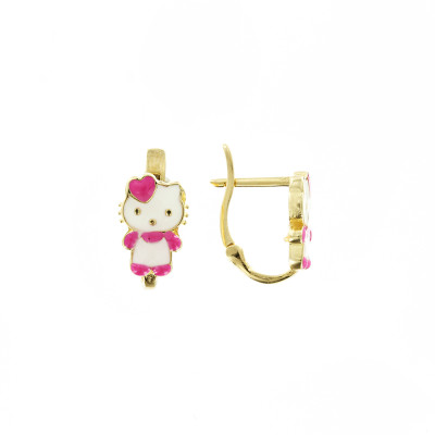 Kinder Ohrringe aus Gelbgold 585 mit Emaille