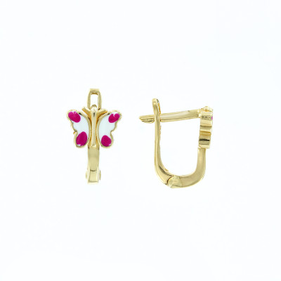 Kinder Ohrringe aus Gelbgold 585 mit Emaille