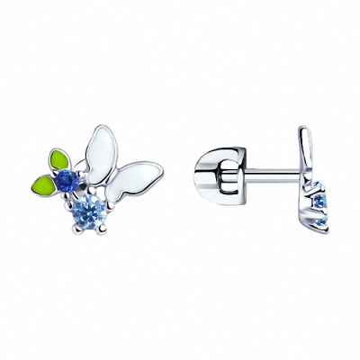 Kinder Ohrstecker aus Silber 925 mit Zirkonia und Emaille