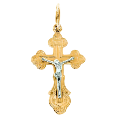 Kreuz Anhänger aus Gelb/ Weißgold 585