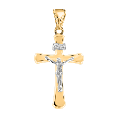 Kreuz Anhänger aus Gelb/ Weißgold 585