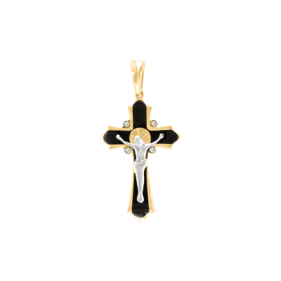 Kreuz Anhänger aus Gelbgold 585 mit Zirkonia
