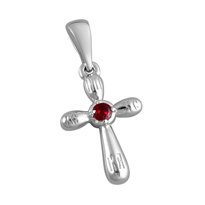 Kreuz Anhänger aus Silber 925 mit Rubin