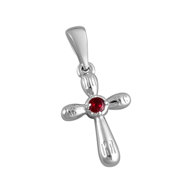 Kreuz Anhänger aus Silber 925 mit Rubin