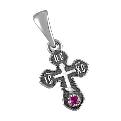 Kreuz Anhänger aus Silber 925 mit Rubin