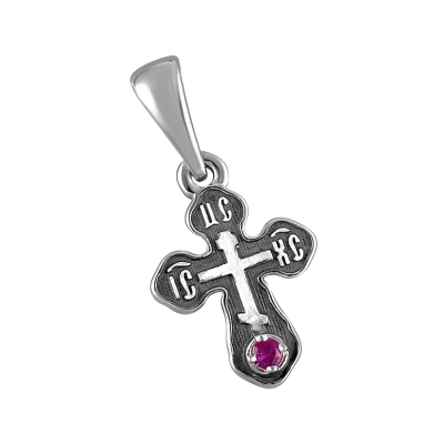 Kreuz Anhänger aus Silber 925 mit Rubin