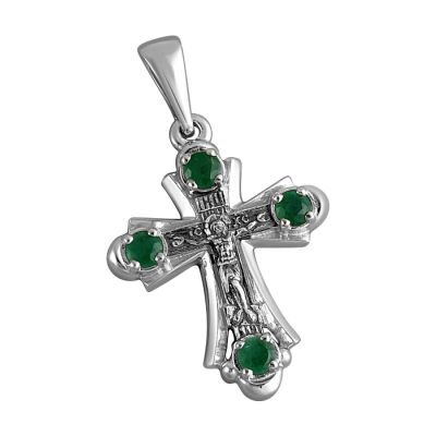 Kreuz Anhänger aus Silber 925 mit Smaragd