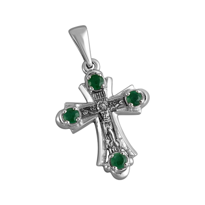 Kreuz Anhänger aus Silber 925 mit Smaragd