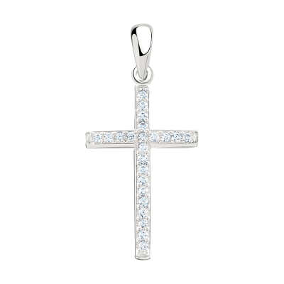 Kreuz Anhänger aus Silber 925 mit Zirkonia