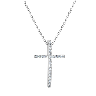 Kreuz Anhänger aus Weißgold 585 mit Brillant
