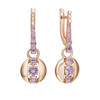 Ohrhänger aus Rotgold 585 mit Amethyst