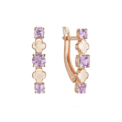 Ohrhänger aus Rotgold 585 mit Amethyst