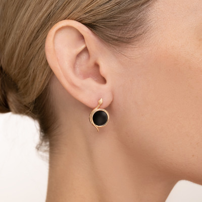 Ohrhänger aus Rotgold 585 mit Onyx