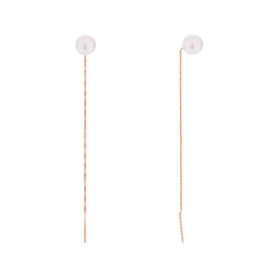 Ohrhänger als Durchzieher aus Rotgold 585 mit Perle