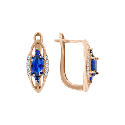 Ohrhänger aus Rotgold 585 mit Saphir und Zirkonia