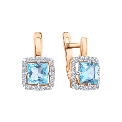 Ohrringe aus Rotgold 585 mit Topas und Zirkonia