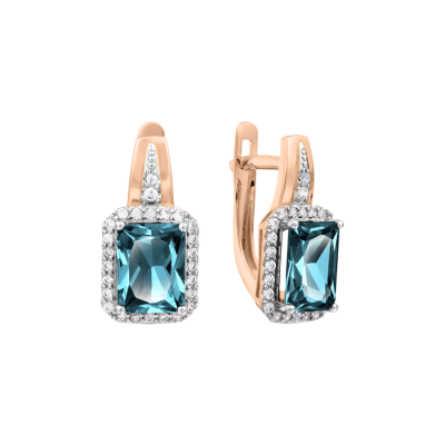 Ohrringe aus Rotgold 585 mit Topas und Zirkonia