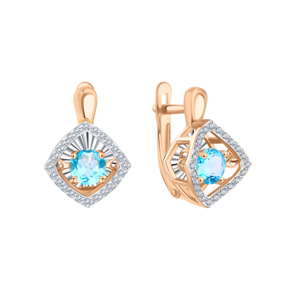 Ohrhänger aus Rotgold 585 mit Topas und Zirkonia