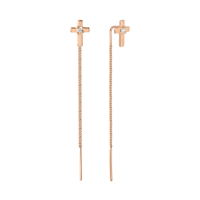Ohrhänger als Durchzieher aus Rotgold 585 mit Zirkonia