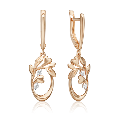 Ohrhänger aus Rotgold 585 mit Zirkonia