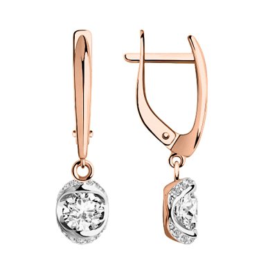 Ohrhänger aus Rotgold 585 mit Zirkonia