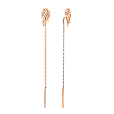 Ohrhänger als Durchzieher, Rotgold 585 mit Zirkonia