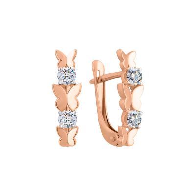 Ohrhänger aus Rotgold 585 mit Zirkonia