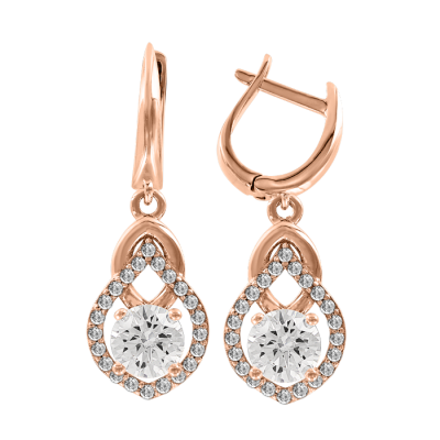 Ohrhänger aus Rotgold 585 mit Zirkonia