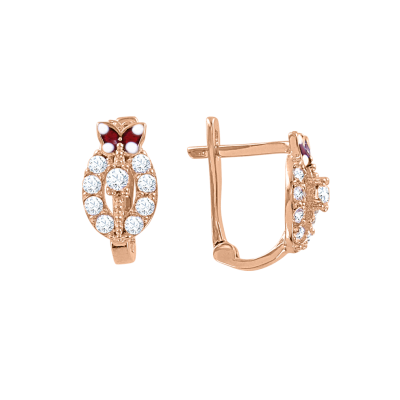 Kinder Ohrringe aus Rotgold 585 mit Zirkonia