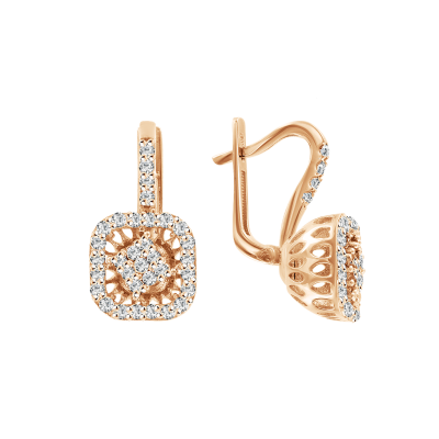 Ohrhänger aus Rotgold 585 mit Zirkonia