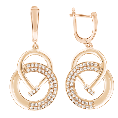 Ohrhänger aus Rotgold 585 mit Zirkonia